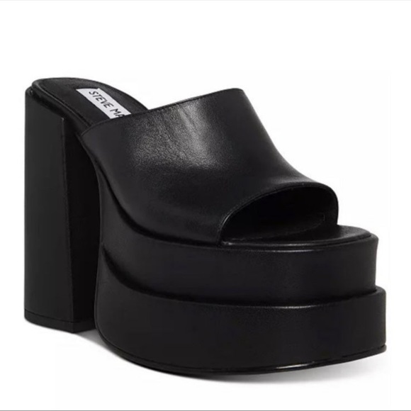 Steve Madden Cagey Black Double Platform Heels New With Box Womans Sizes Viral - Picture 1 of 6